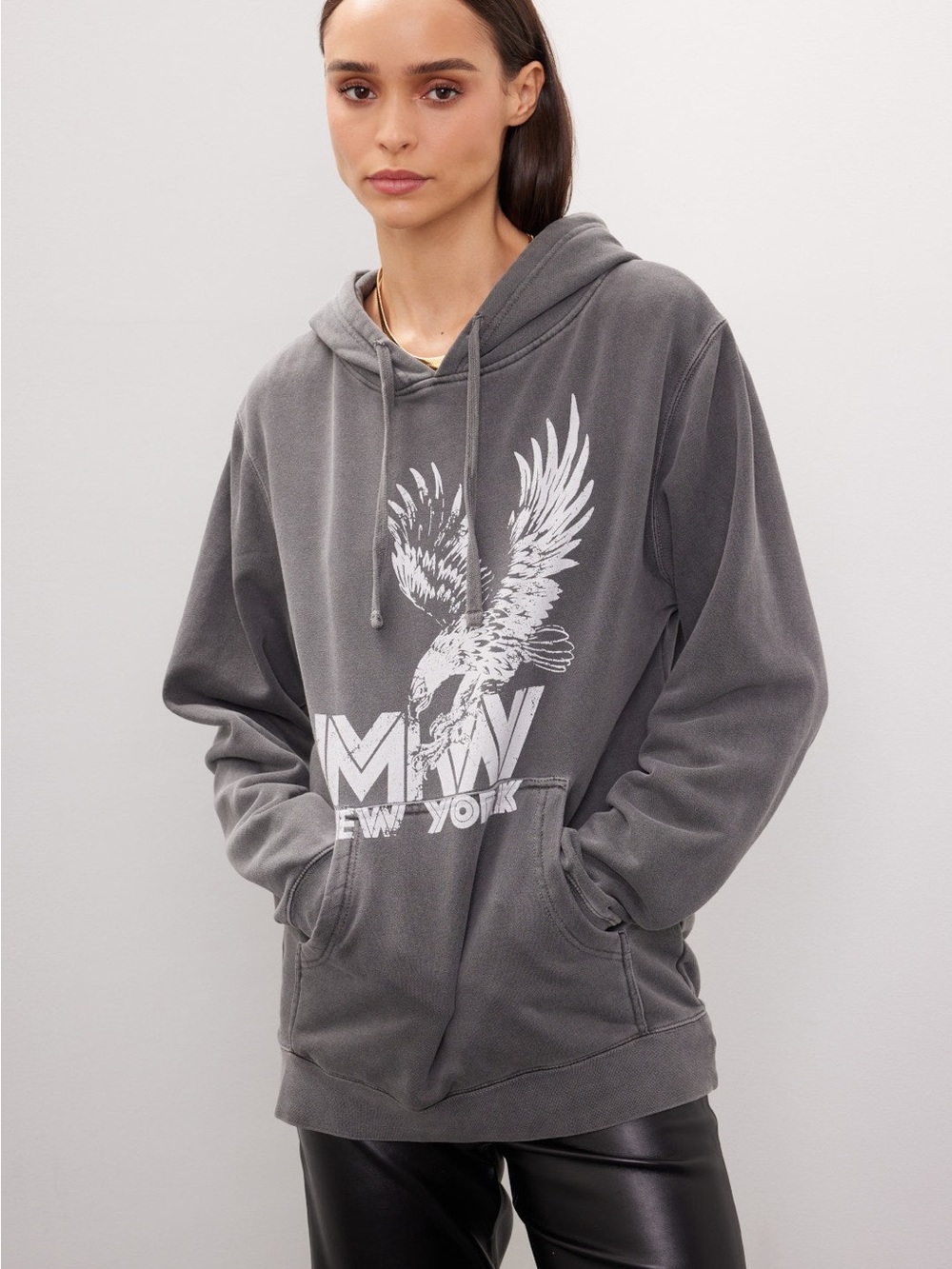 Marissa Webb New York Graphic Eagle Hoodie - Gray size S MSRP $200